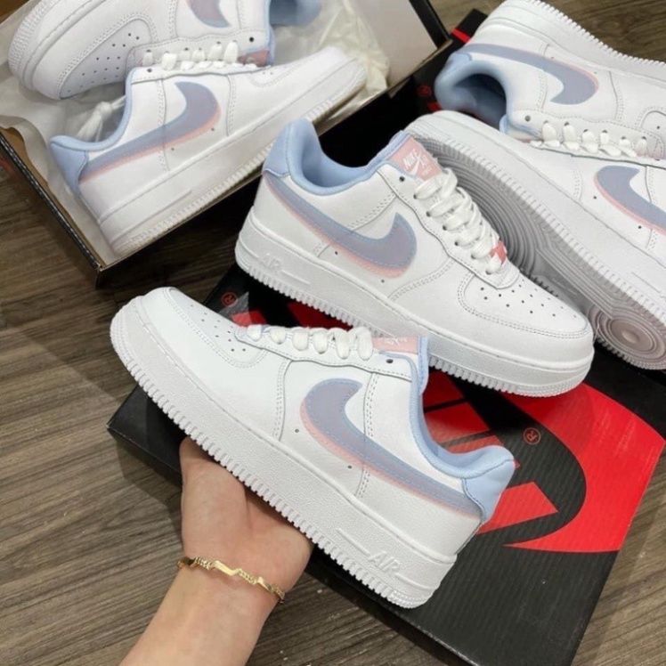 Giày Air Force 1 Low LV8 Double Swoosh Light Armory Blue, Giày AF1 LV8 Xanh Hồng Cho Nữ Full Bill Box LEMON STORE