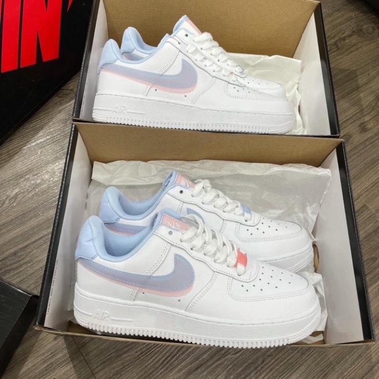 Giày Air Force 1 Low LV8 Double Swoosh Light Armory Blue, Giày AF1 LV8 Xanh Hồng Cho Nữ Full Bill Box LEMON STORE