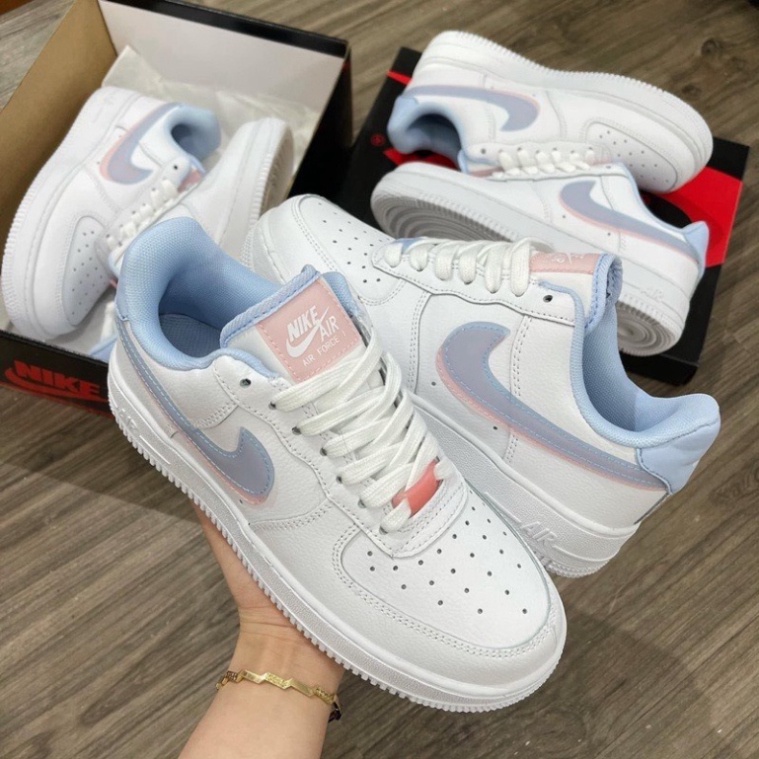Giày Air Force 1 Low LV8 Double Swoosh Light Armory Blue, Giày AF1 LV8 Xanh Hồng Cho Nữ Full Bill Box LEMON STORE