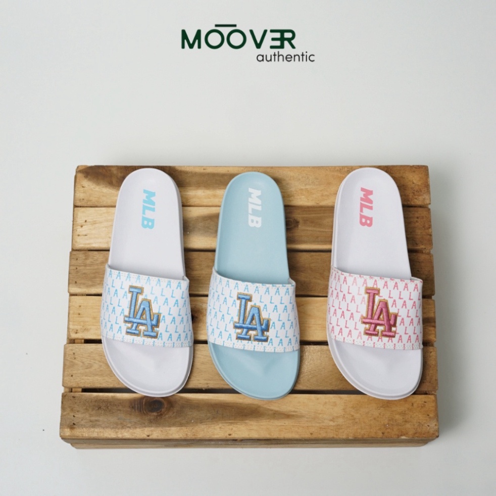 Dép quai ngang unisex logo LA, đế dép cao su Eva chống thấm nước chống trơn trượt