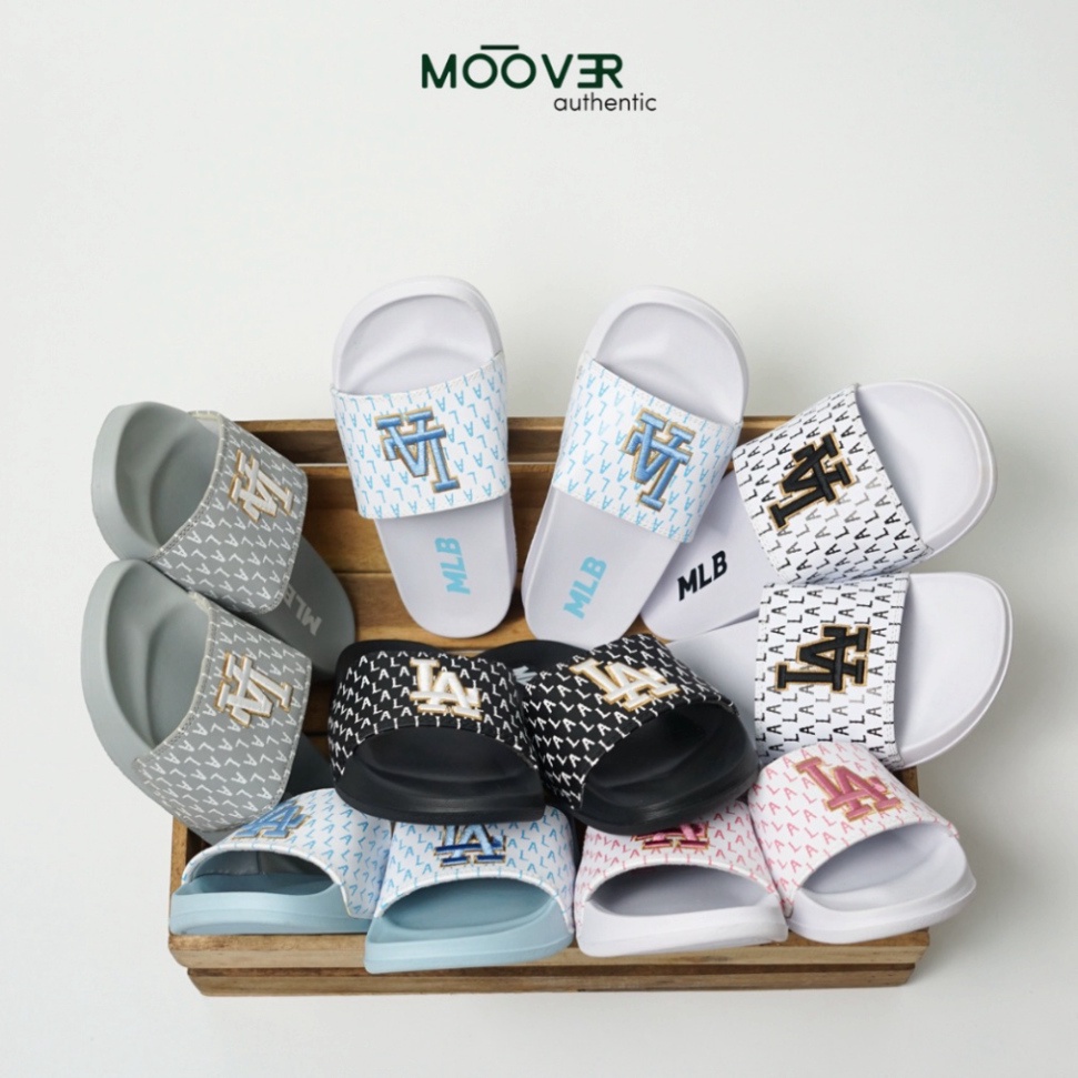 Dép quai ngang unisex logo LA, đế dép cao su Eva chống thấm nước chống trơn trượt