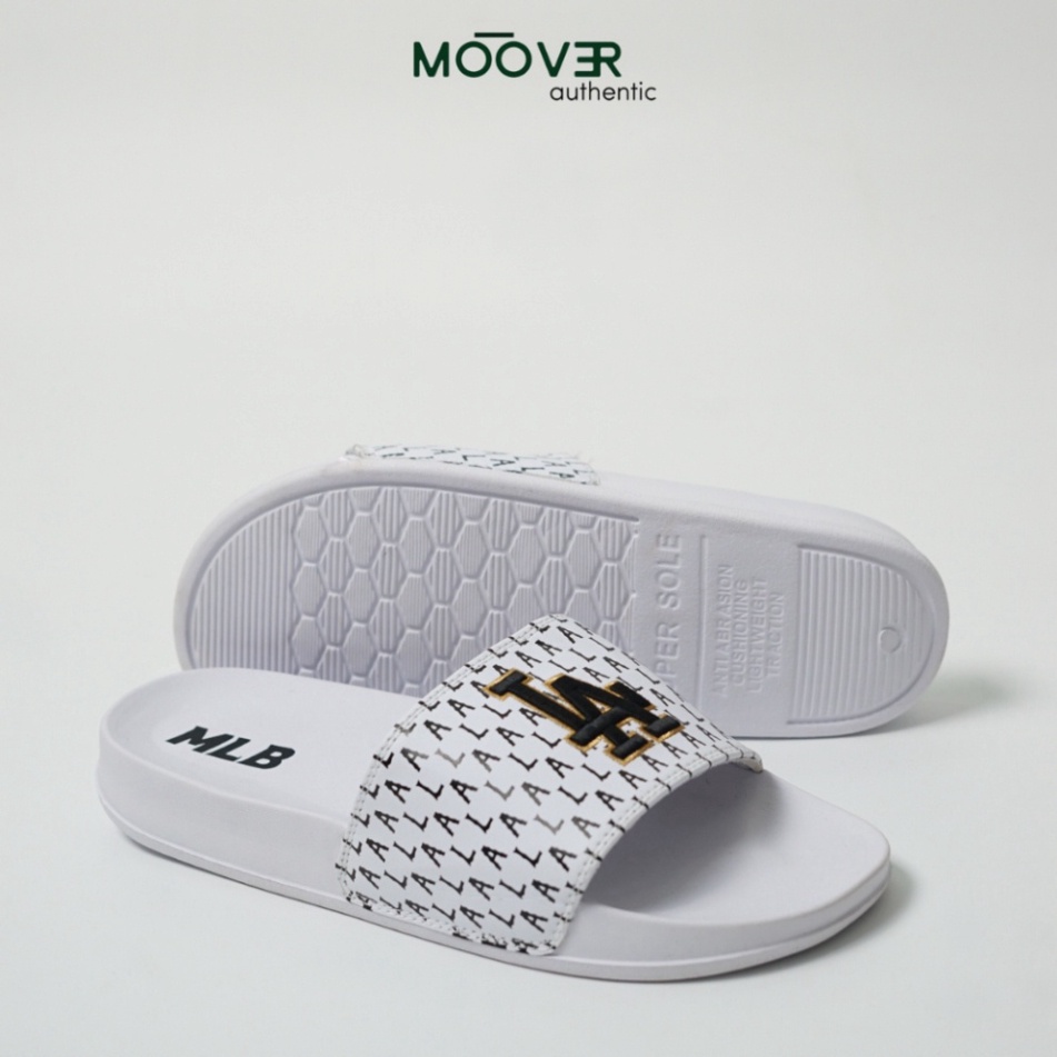 Dép quai ngang unisex logo LA, đế dép cao su Eva chống thấm nước chống trơn trượt