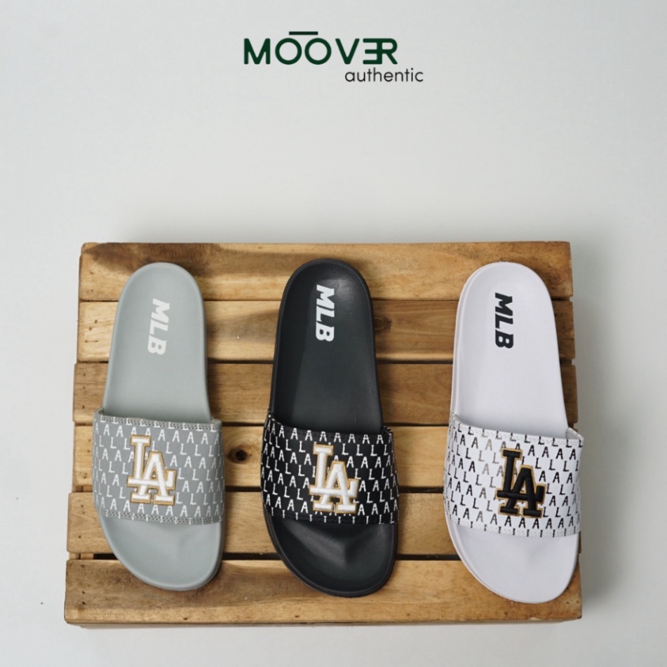 Dép quai ngang unisex logo LA, đế dép cao su Eva chống thấm nước chống trơn trượt