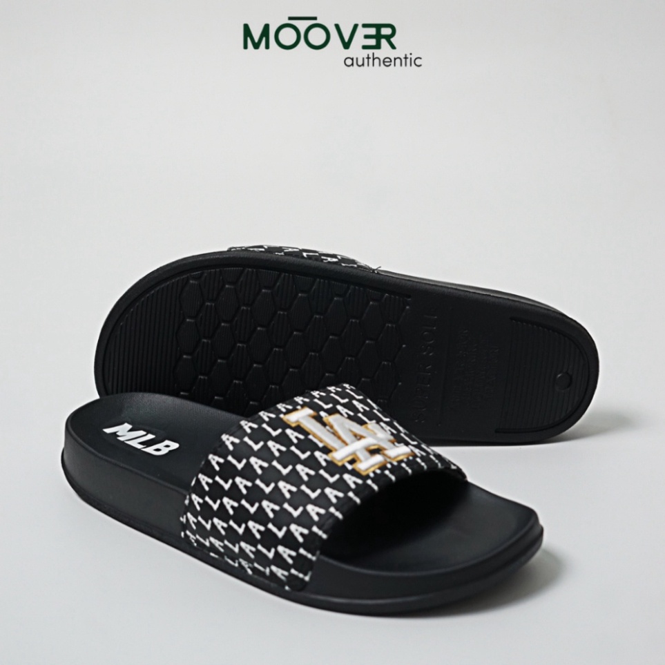 Dép quai ngang unisex logo LA, đế dép cao su Eva chống thấm nước chống trơn trượt