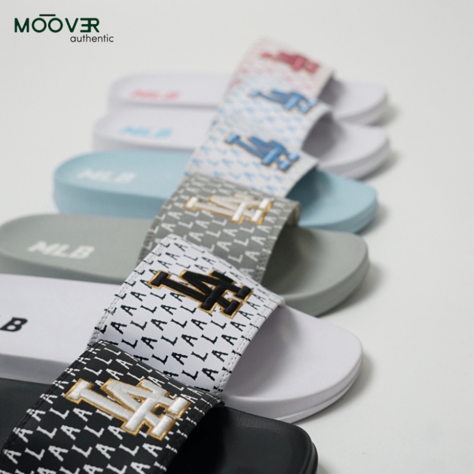 Dép quai ngang unisex logo LA, đế dép cao su Eva chống thấm nước chống trơn trượt