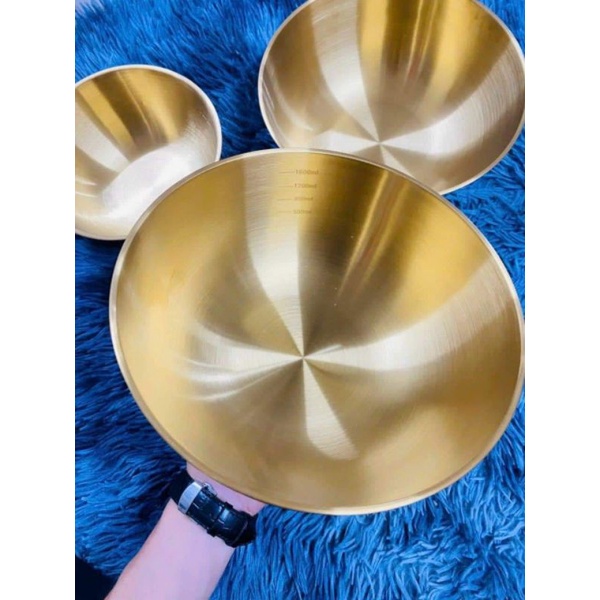 Bát trộn 3 món inox vàng