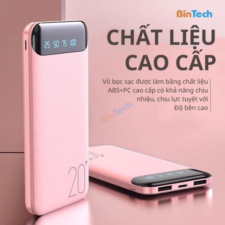 Sạc dự phòng 20000mah  WP161,  pin tích điện thiết kế nhỏ gọn đèn lead hiển thị phần trăm pin kèm cáp sạc  BH 24 Tháng