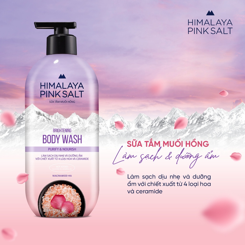 Combo 2 Sữa tắm muối hồng Himalaya Pink Salt làm sạch và dưỡng ẩm da 500g