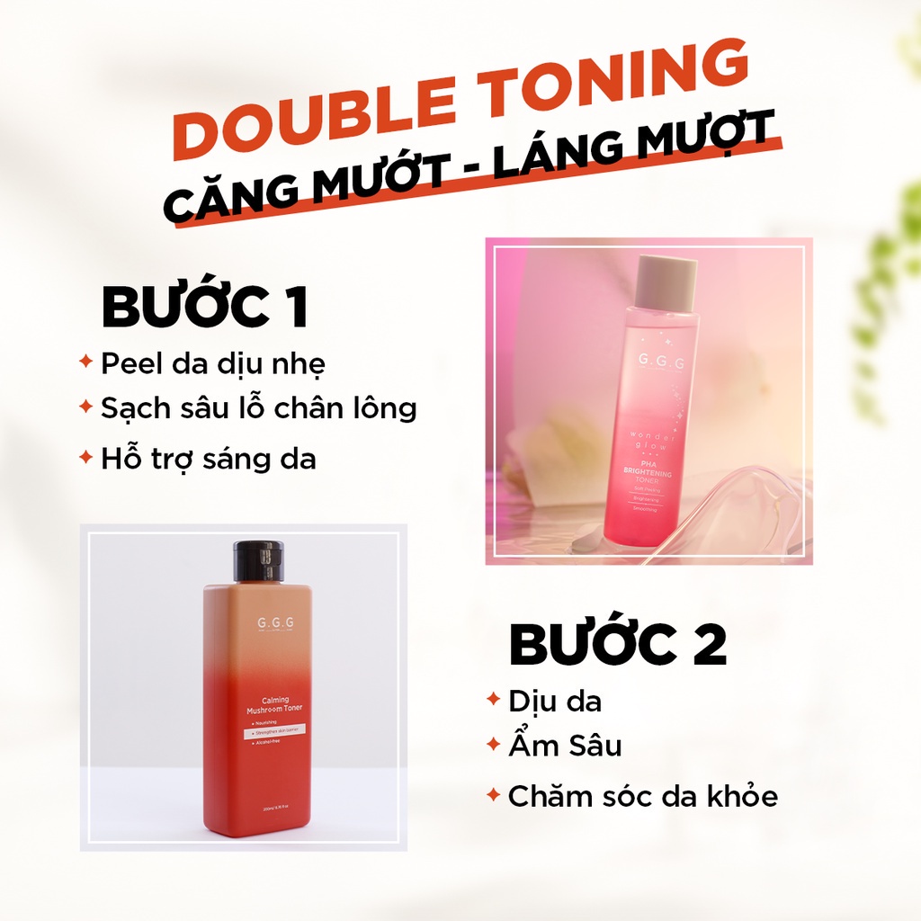 Combo 2 Toner Nấm Cấp Ẩm & Dịu Da GGG Calming Mushroom 200ml