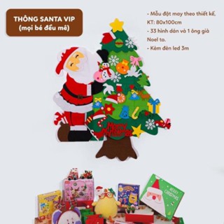 [XẢ KHO] Cây Thông Noel Vải Dạ, Vải Nỉ Ông Già Tuyết 33 Chi Tiết KÈM ĐÈN Treo Tường Trang Trí Giáng Sinh - Toystore