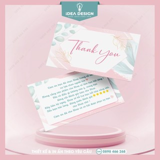 Card Cám Ơn, Thank You Card, Thiệp Cảm Ơn - Size 9x5,4cm - Giấy C300 Cán Màng Mờ 2 Mặt Họa Tiết Hoa Lá