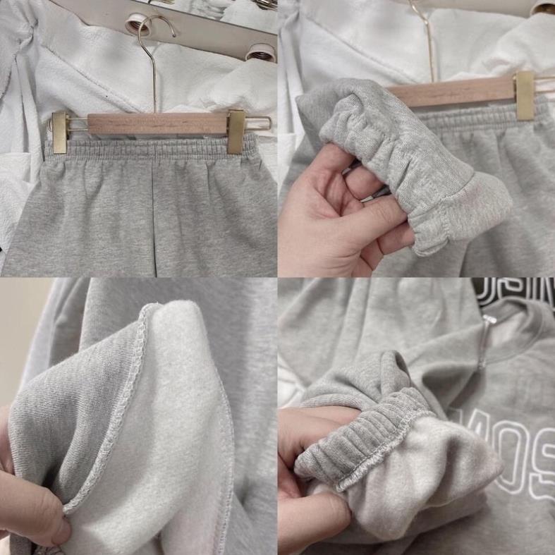Bộ nỉ nữ Thu Đông form rộng áo nỉ mix quần jogger style thể thao Hàn Quốc mặc ở nhà đi chơi AO37