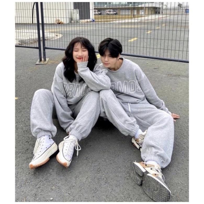 Bộ nỉ nữ Thu Đông form rộng áo nỉ mix quần jogger style thể thao Hàn Quốc mặc ở nhà đi chơi AO37