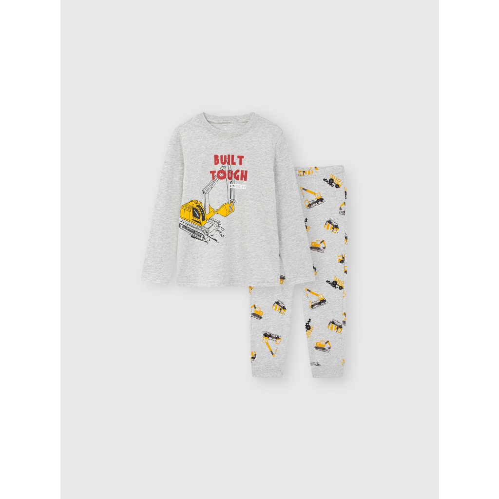 Bộ quần áo bé trai CANIFA áo dài tay in hình quần dài cạp chun 2LS23W006