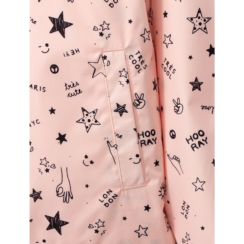 Áo khoác gió bé gái CANIFA hai lớp có lót nỉ in họa tiết 1OT23W007