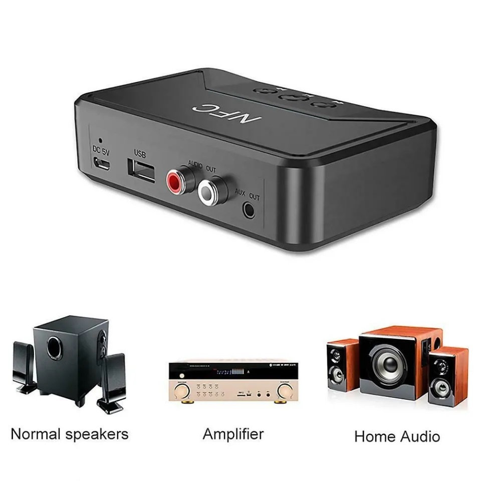 Bộ thu bluetooth 5.0 nhận âm thanh không dây NFC BT200 phát cho loa amly loa xe hơi