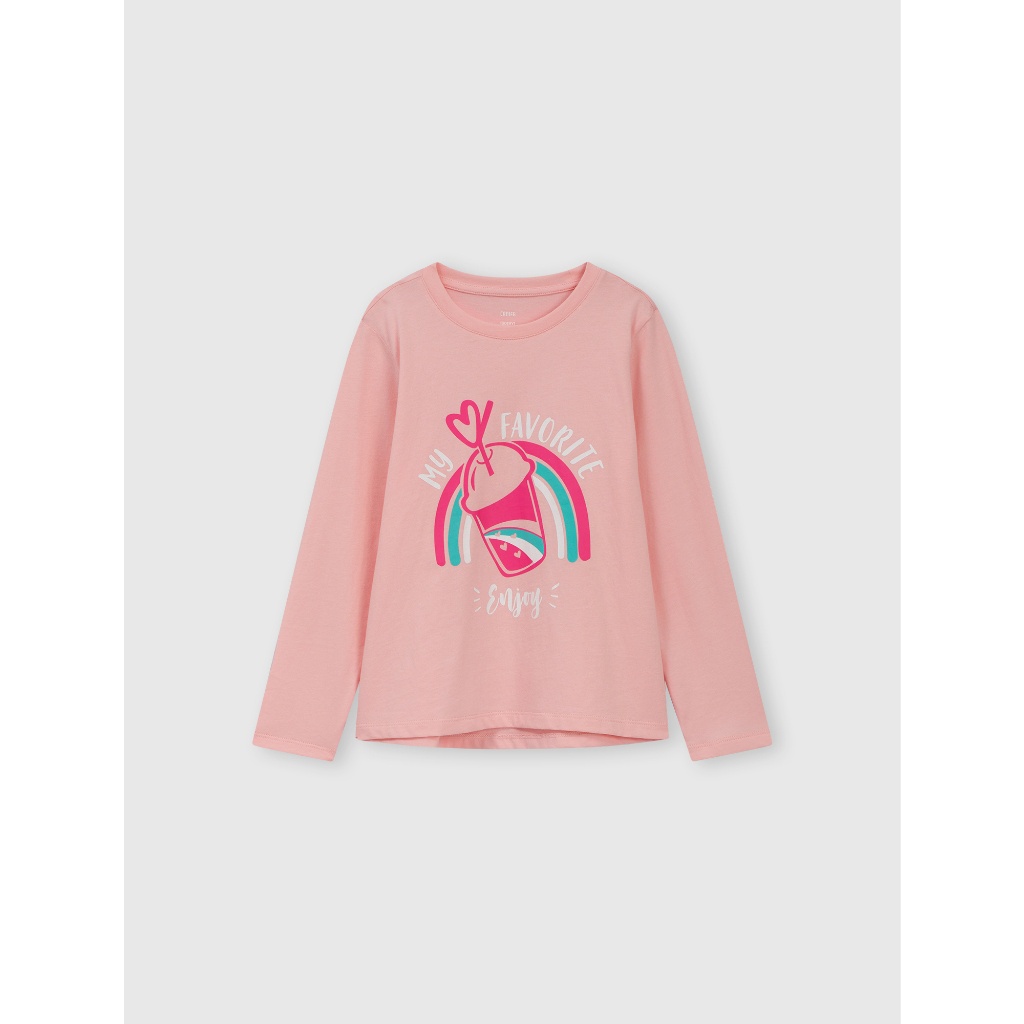 Áo phông bé gái CANIFA áo thun dài tay chất liệu cotton có hình in 1TL23W011