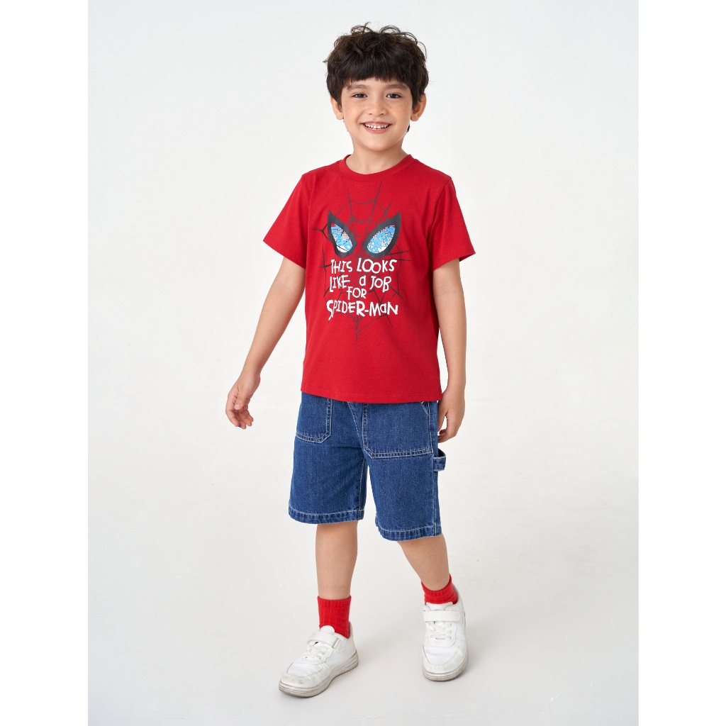 Áo phông bé trai CANIFA áo thun ngắn tay chất liệu cotton in hình Spiderman 2TS23W005