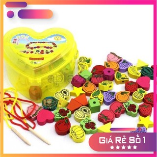 Xâu hạt gỗ ghép hình gỗ đồ chơi luồn hạt phát triển tư duy nhiều chủ đề MICKEYSHOP