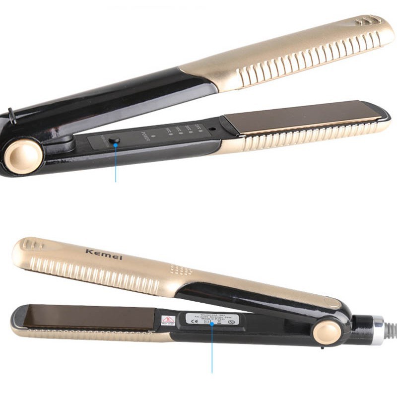 Máy duỗi tạo kiểu tóc Kemei KM 327 chỉnh nhiệt độ thông minh chuyên dùng duỗi ép thẳng uốn cúp đuôi [Cực rẻ]