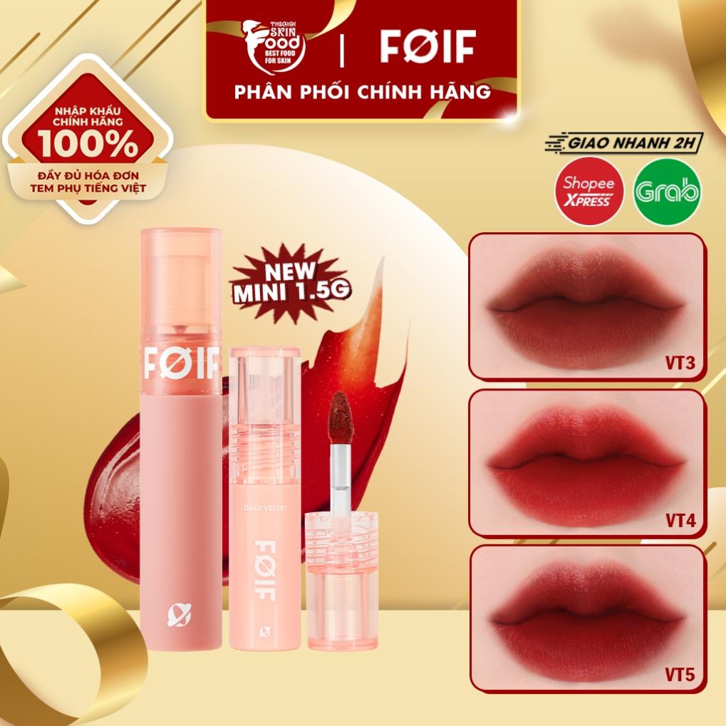 [Foif By Merzy] Son Kem Lì Thuần Chay, Mịn Mượt Lâu Trôi Hàn Quốc Foif Daily Velvet Tint 3G