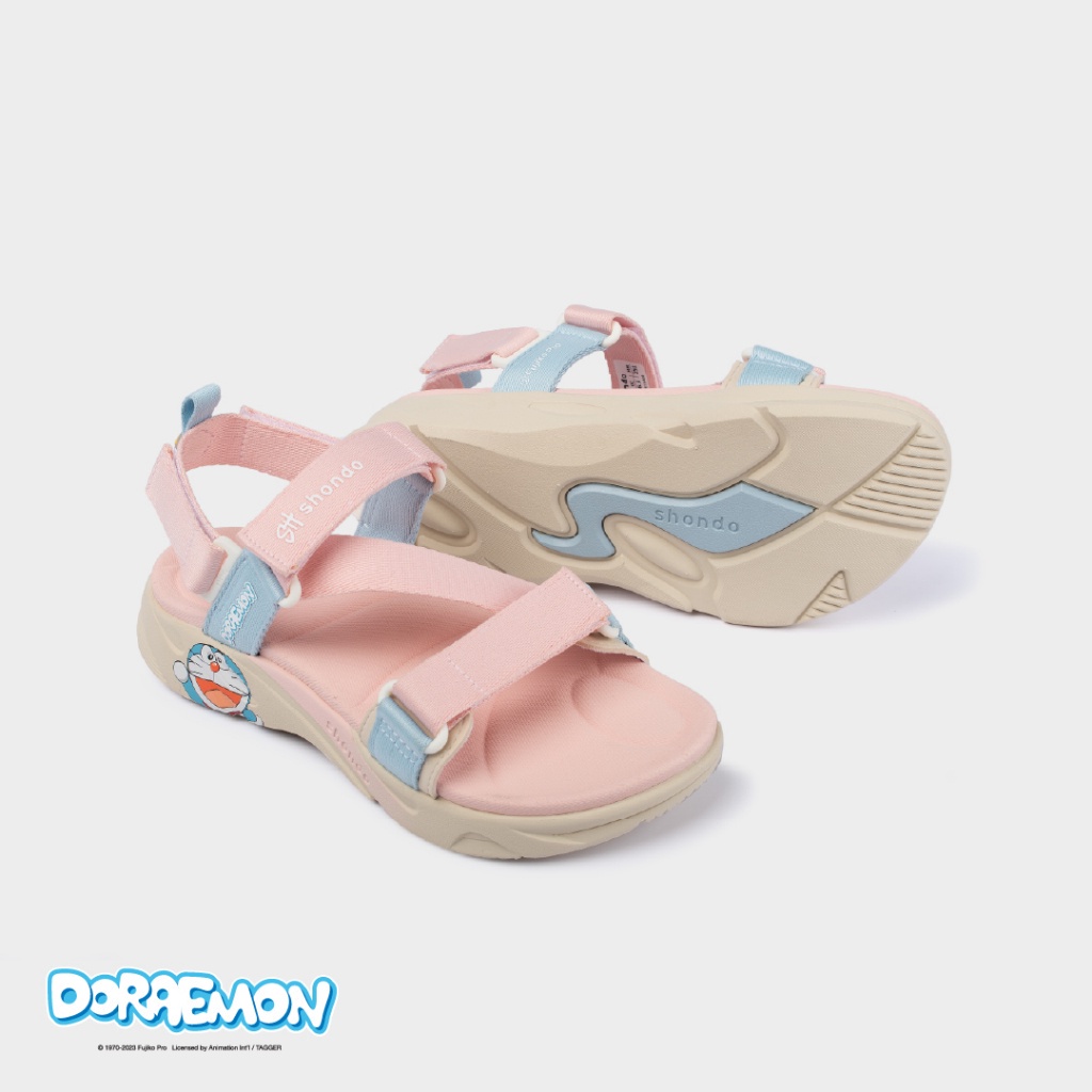 Giày Sandal Nữ Shondo Êm Chân, Bền F8 Doraemon Be Hồng F8M2575