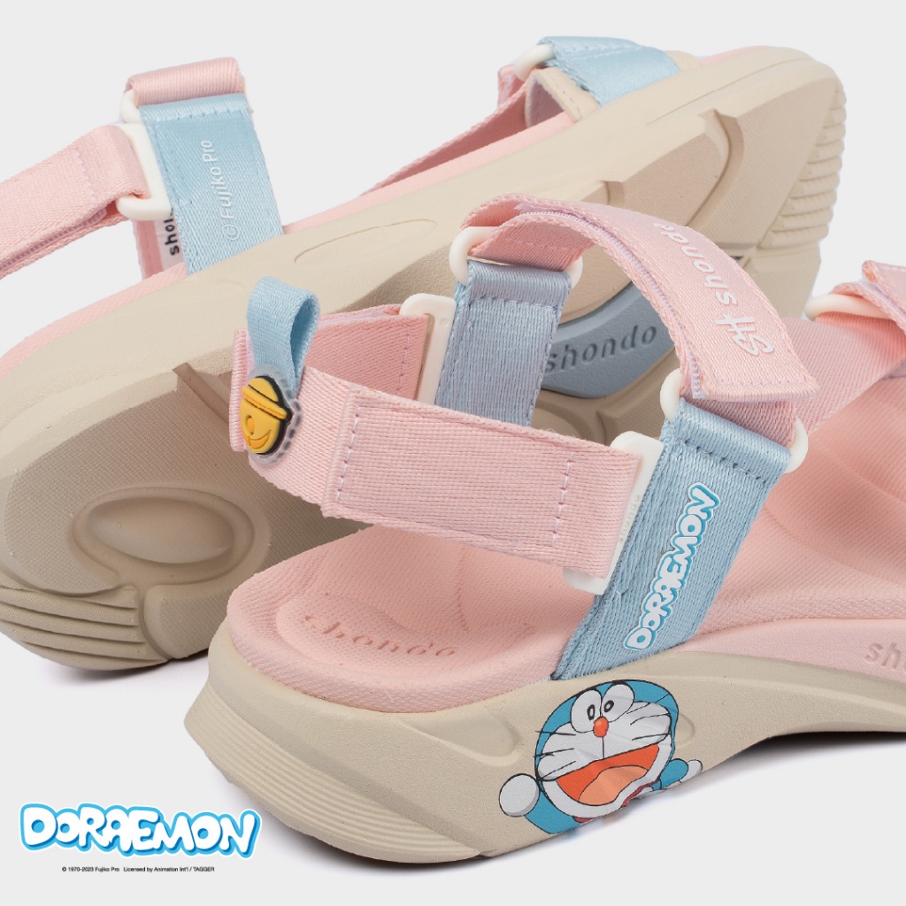 Giày Sandal Nữ Shondo Êm Chân, Bền F8 Doraemon Be Hồng F8M2575