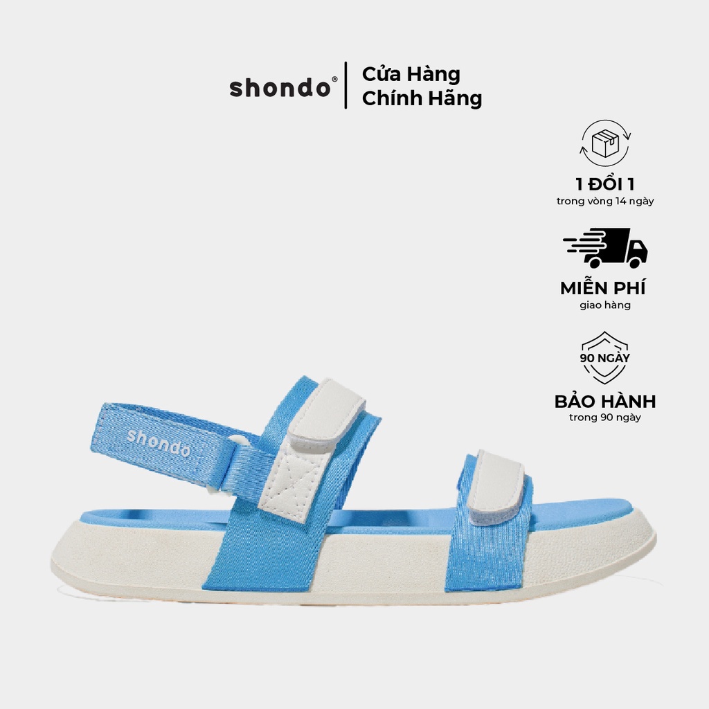 Giày Sandals Nữ Shondo Floral Trắng Xanh Dương FLR0034