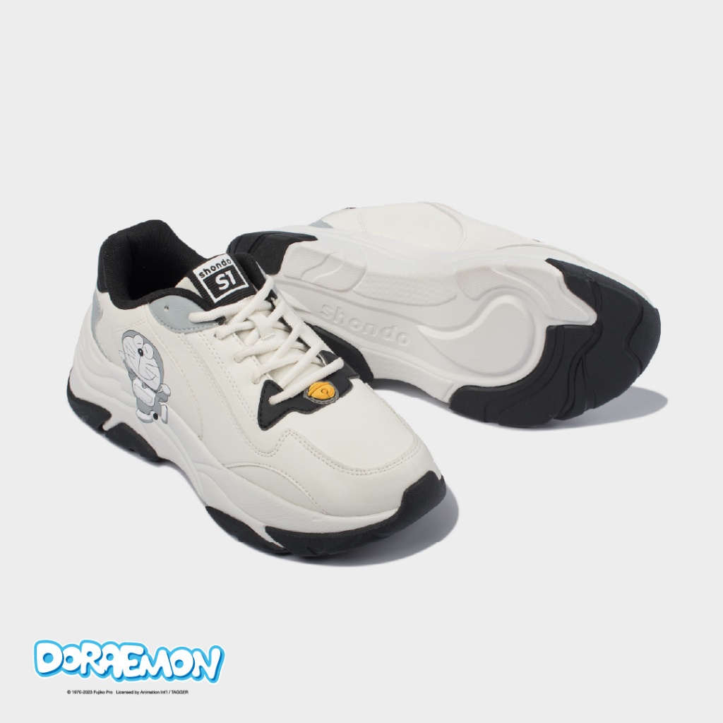 Giày Sneaker Nam Nữ SHONDO Chunky Doraemon Êm, Thời Trang Thích Hợp Đi Làm, Đi Học Chơi Trắng Đen CHN0113