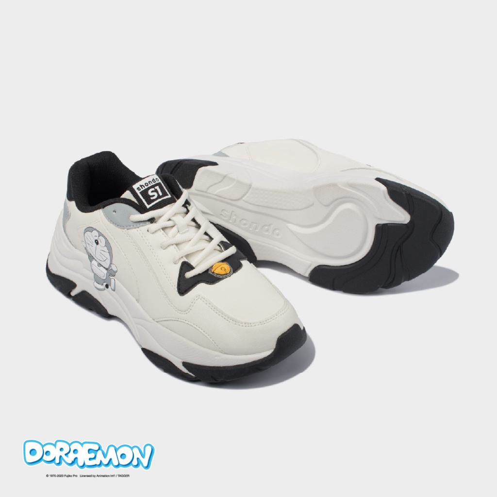 Giày Sneaker Nam Nữ SHONDO Chunky Doraemon Êm, Thời Trang Thích Hợp Đi Làm, Đi Học Chơi Trắng Đen CHN0113