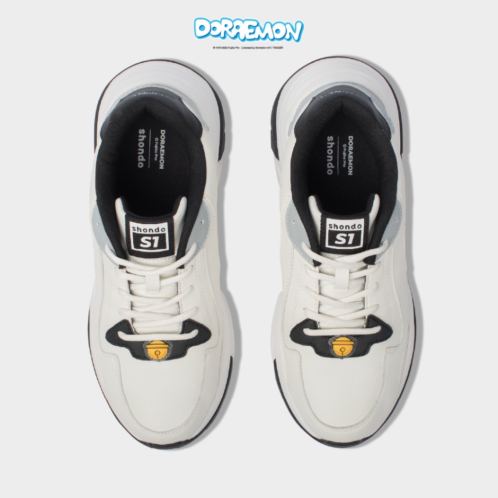 Giày Sneaker Nam Nữ SHONDO Chunky Doraemon Êm, Thời Trang Thích Hợp Đi Làm, Đi Học Chơi Trắng Đen CHN0113