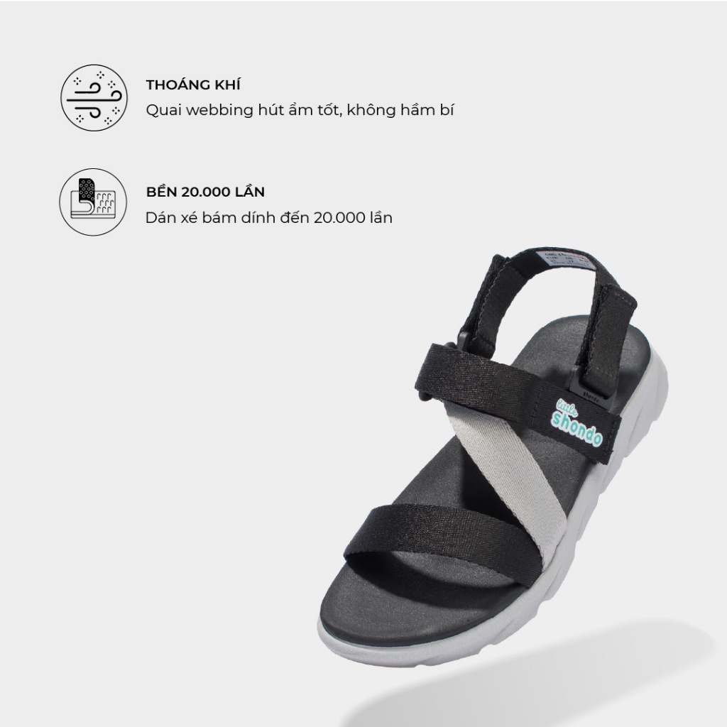 Giày Sandal Quai Dán Bé Trai Bé Gái LITTLE SHONDO F6 Sport Thời Trang Siêu Nhẹ Đế Mềm, Êm Đi Học Đi Chơi Đen Xám LIT2112