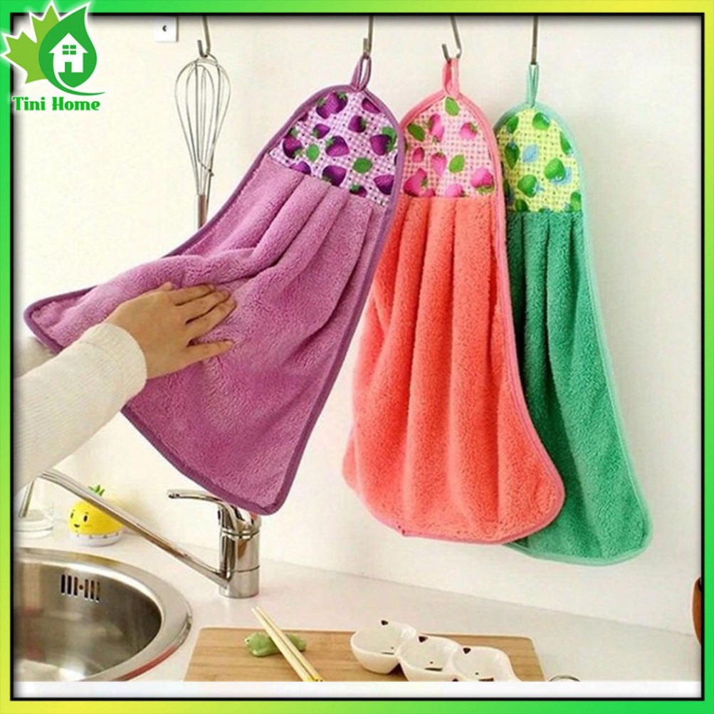 2 Khăn lau tay nhà bếp treo tường chất bông mềm mịn thấm nước cực tốt  - Tinihome