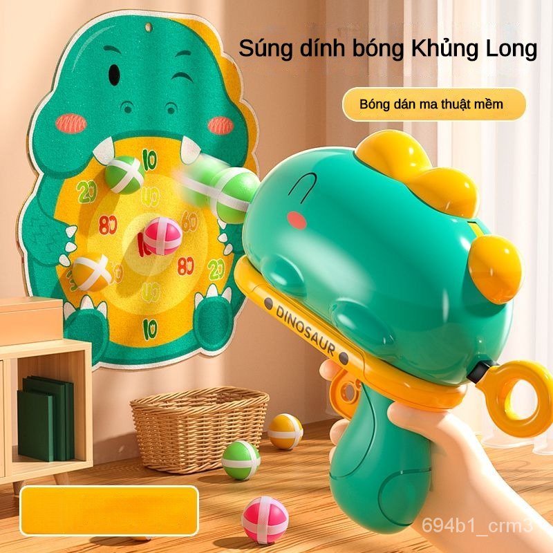 Đồ chơi súng ném bóng dính , súng bắn phi tiêu cho bé Combo kèm bảng phi tiêu, khủng long bắn bong cho bé