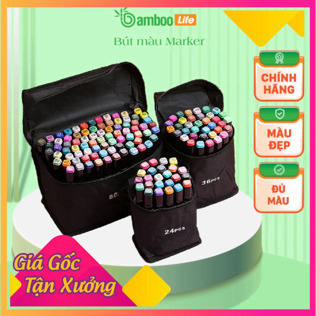 Sale sale Màu nước bút màu lông Bamboo Life chính hãng màu da, màu marker 2 đầu vẽ tranh ----