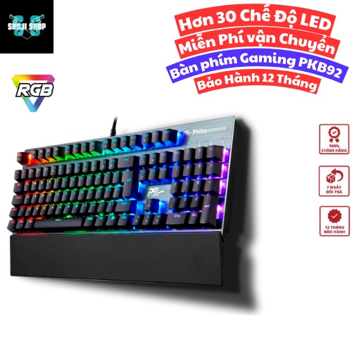 Bàn Phím Cơ Chơi Game Philco PKB92 - Phím Led RGB Nhiều Chế Độ Cực Đẹp Kèm Kê Tay, Dùng Cho Máy Tính PC Gaming