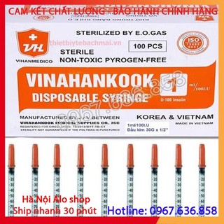 Kim tiêm tiểu đường insulin, bơm tiêm thẩm mỹ u100 1ml vinahankook -