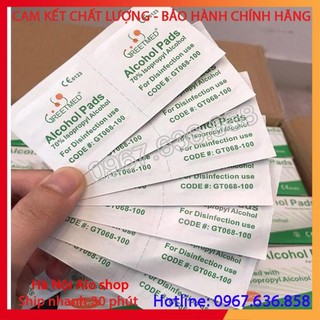 Gạc tẩm cồn greetmed - hộp 100 miếng -