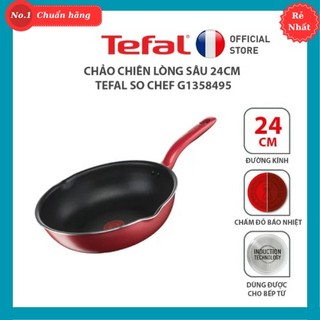 Chảo Chiên Tefal Chống Dính Sâu Lòng So Chef Đường Kinh 24/28cm - G1358495/G1358695 - Hàng Chính Hãng