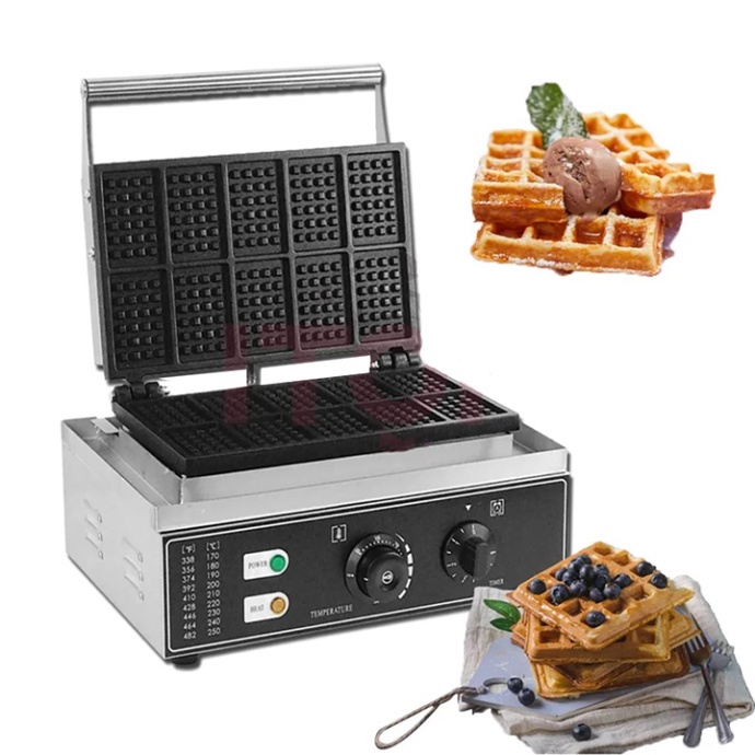 Máy làm bánh waffle tổ ong công nghiệp khuôn 10