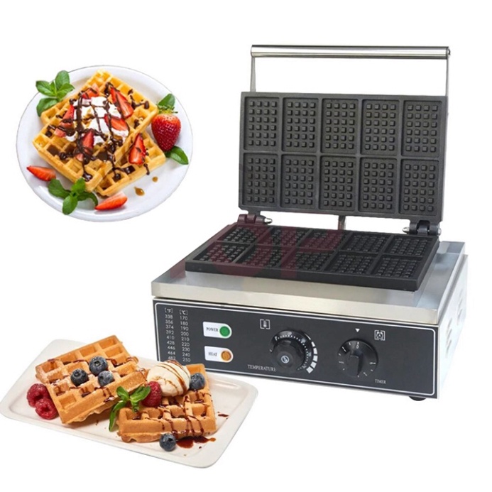 Máy làm bánh waffle tổ ong công nghiệp khuôn 10