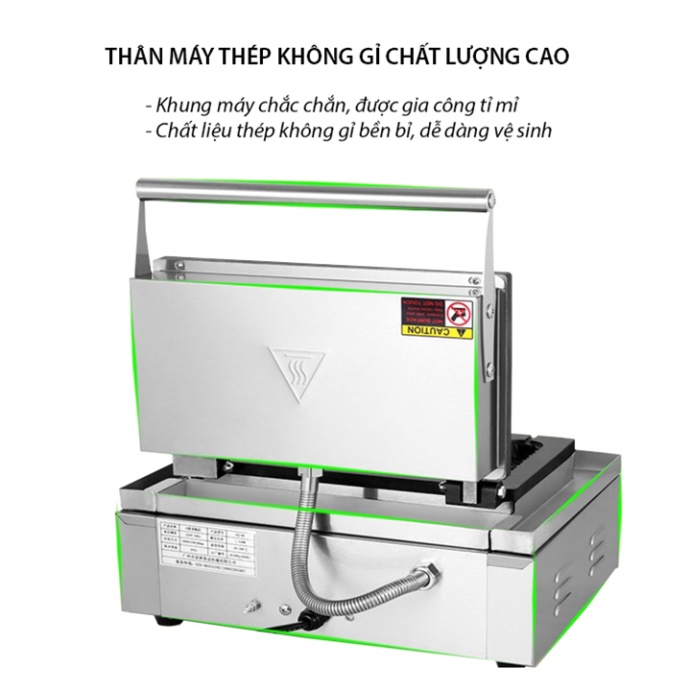 Máy làm bánh waffle tổ ong công nghiệp khuôn 10