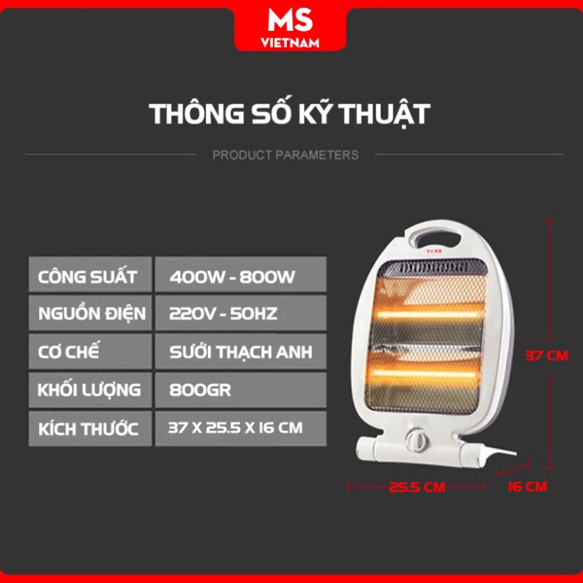 ... Đèn Sưởi Hồng Ngoại Chính Hãng - Quạt Sưởi 800W - 2 Chế Độ - Bảo Hành 1 đổi 1 - MS Vietnam