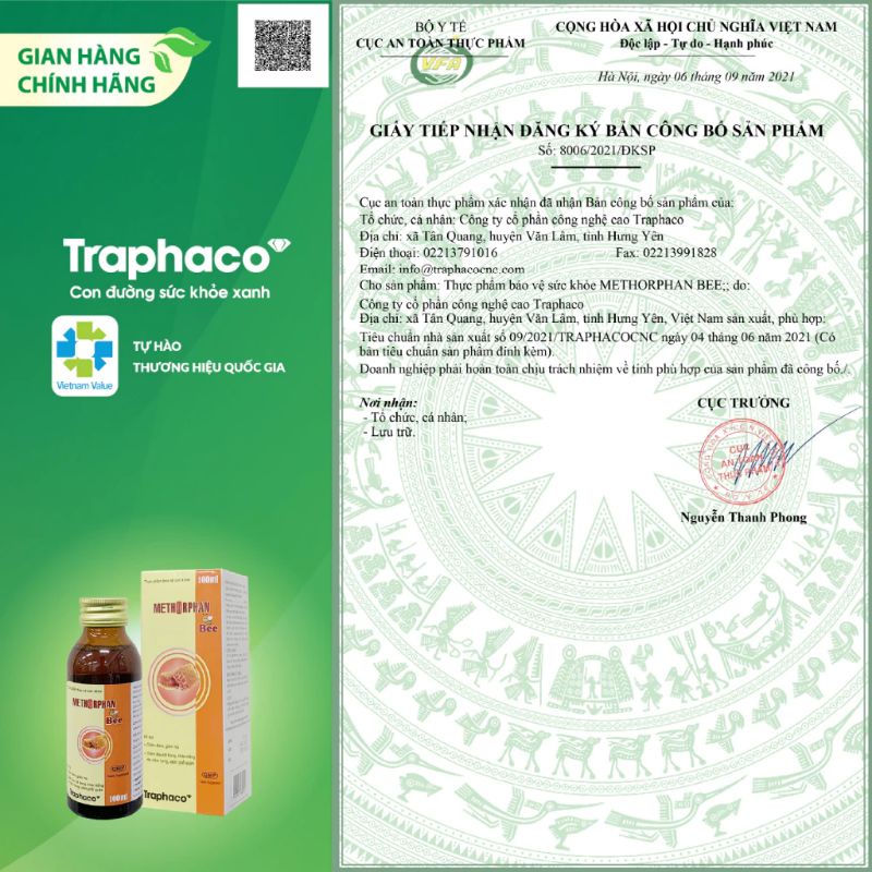 Siro Ho Methorphan bee Traphaco giúp giảm ho. tan đàm...