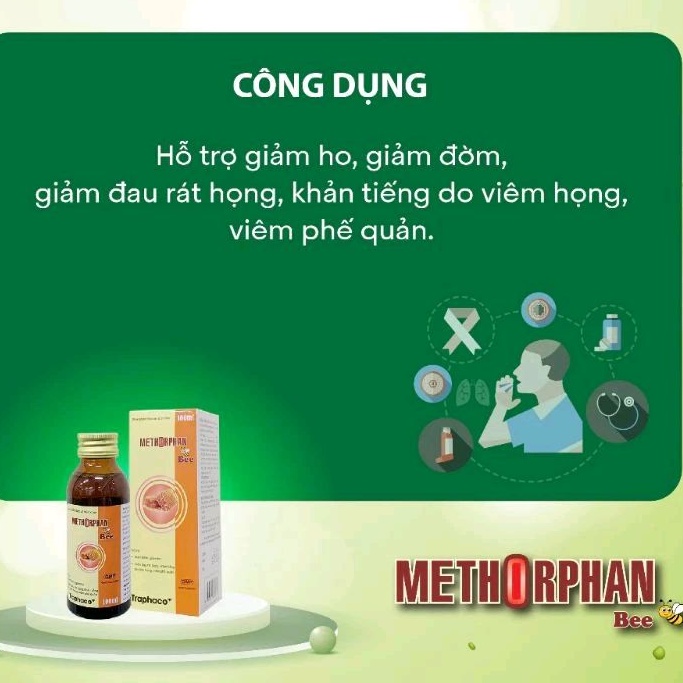 Siro Ho Methorphan bee Traphaco giúp giảm ho. tan đàm...