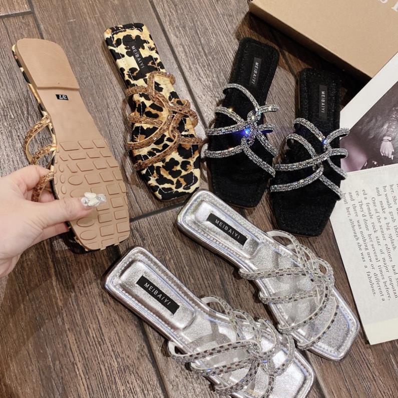 DÉP QUAI DÂY ĐÁ XOẮN MŨI VUÔNG SIÊU XINH - KÈM VIDEO SẢN PHẨM