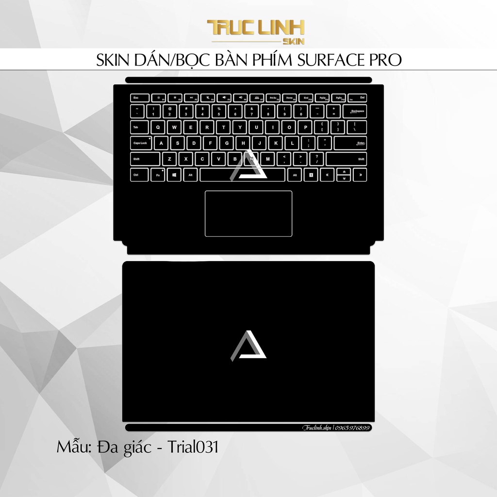 Bộ skin dán phím Surface Pro 3, 4, 5, 6, 7, 8, 9, X, Go... mẫu Đa giác - Trial031