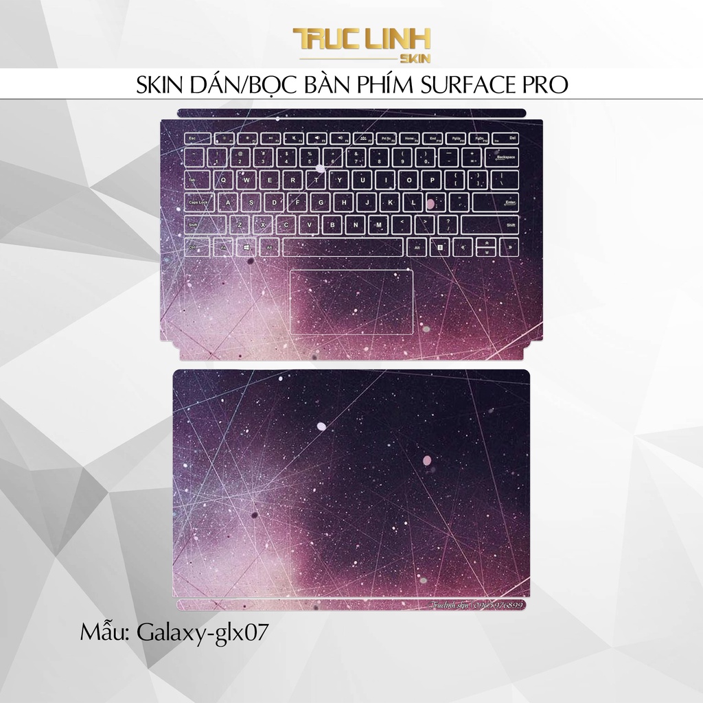 Bộ skin dán phím Surface Pro 3, 4, 5, 6, 7, 8, 9, X, Go... mẫu Galaxy-glx07