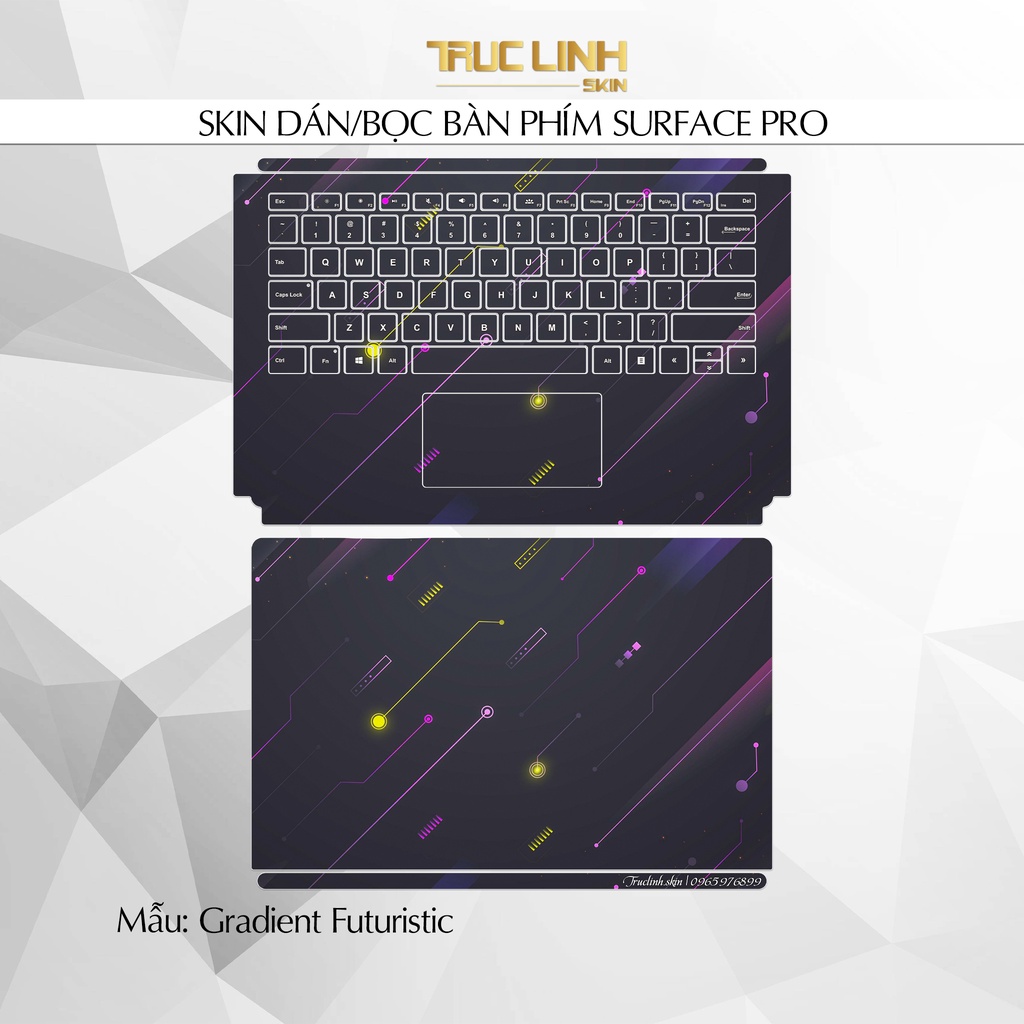 Bộ skin dán phím Surface Pro 3, 4, 5, 6, 7, 8, 9, X, Go... mẫu Gradient Futuristic