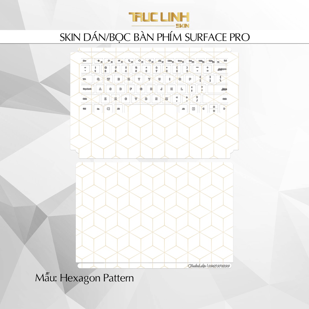 Bộ skin dán phím Surface Pro 3, 4, 5, 6, 7, 8, 9, X, Go... mẫu Hexagon Pattern